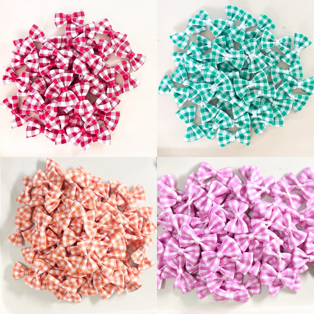 โบว์ผ้าจิ๋วลายสก็อต 2-3 cm 20 ชิ้น ชุด 1
