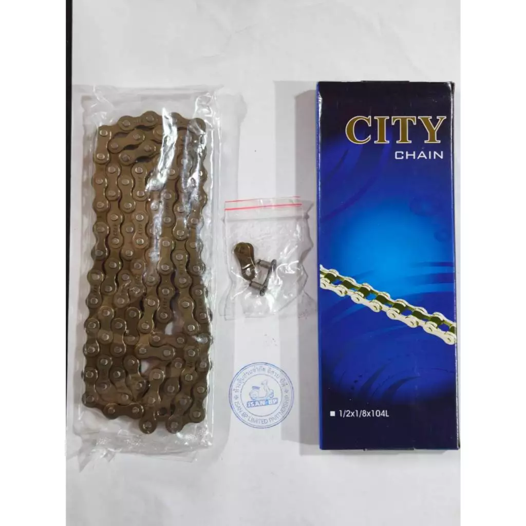โซ่จักรยาน ทั่วไป 1/2x1/8x104ข้อ ยี่ห้อ CITY chain สำหรับรถจักรยานไม่มีเกียร์