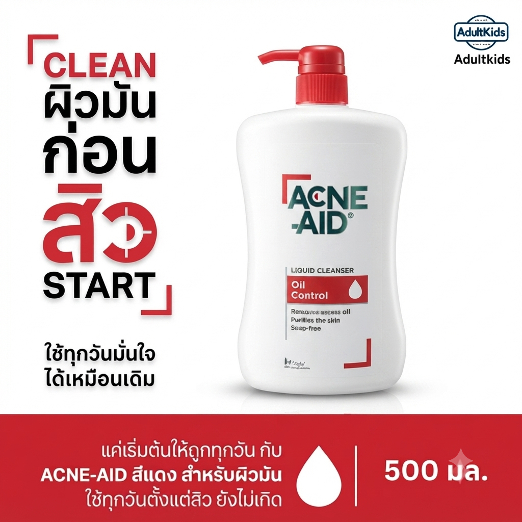 Acne Aid แอคเน่-เอด ลิควิด คลีนเซอร์ ออยล์ คันโทรล 500มล. ผลิตภัณฑ์ทำความสะอาดผิวหน้าและผิวกาย สำหรับผิวมัน เป็นสิวง่าย