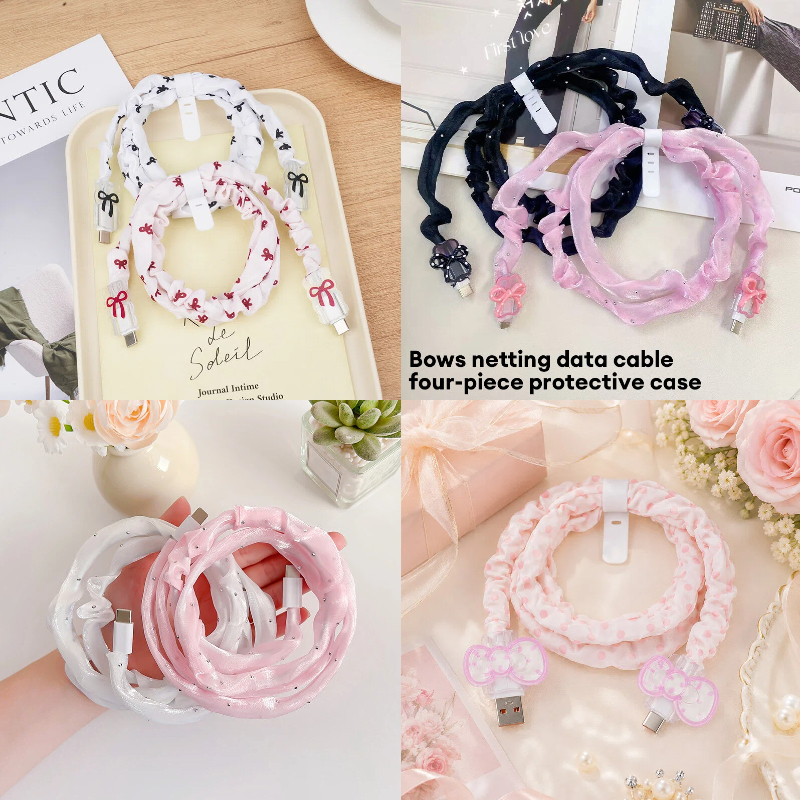 สายป้องกันสายข้อมูล ins สายเคเบิลข้อมูลฝาครอบป้องกัน Anti Break สายชาร์จฝาครอบป้องกันตาข่ายฝาครอบป้องกัน