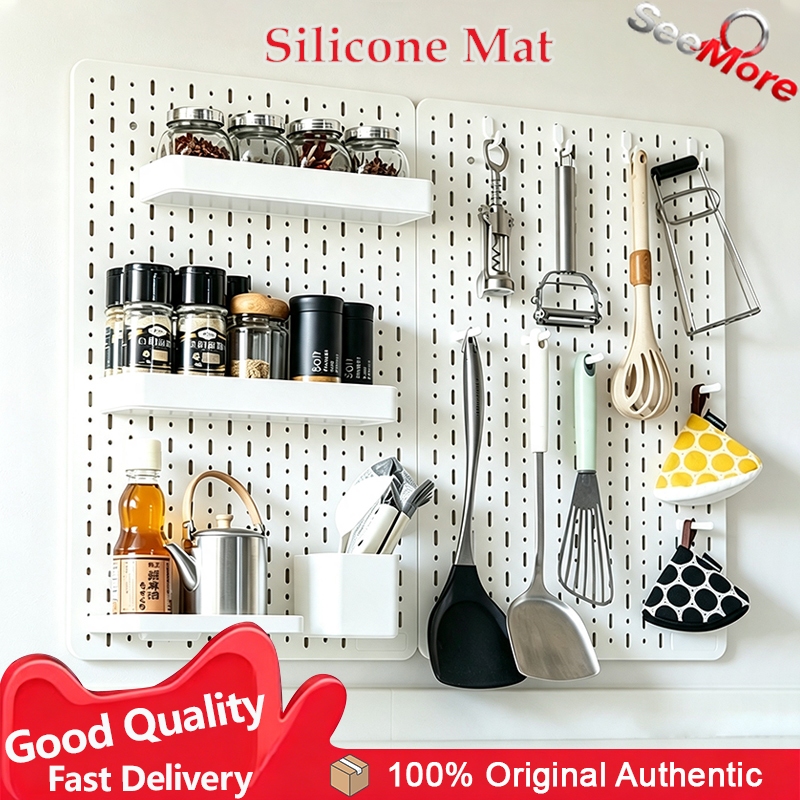 DIY Pegboard แผ่นวางของติดผนัง กระดานแขวนของ แผ่นใหญ่ วางของมากขึ้น Fit IKEA SKADIS