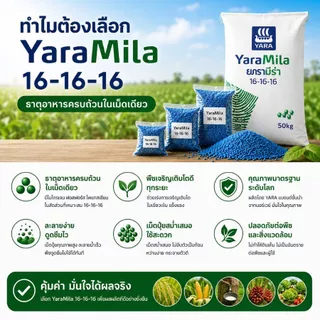 ปุ๋ย Yara 16 - 16 - 16 ช่วยเร่งการเจริญเติบโตของพืช บรรจุแยกตั้งแต่ 100 กรัม ถึง 1 กิโลกรัม