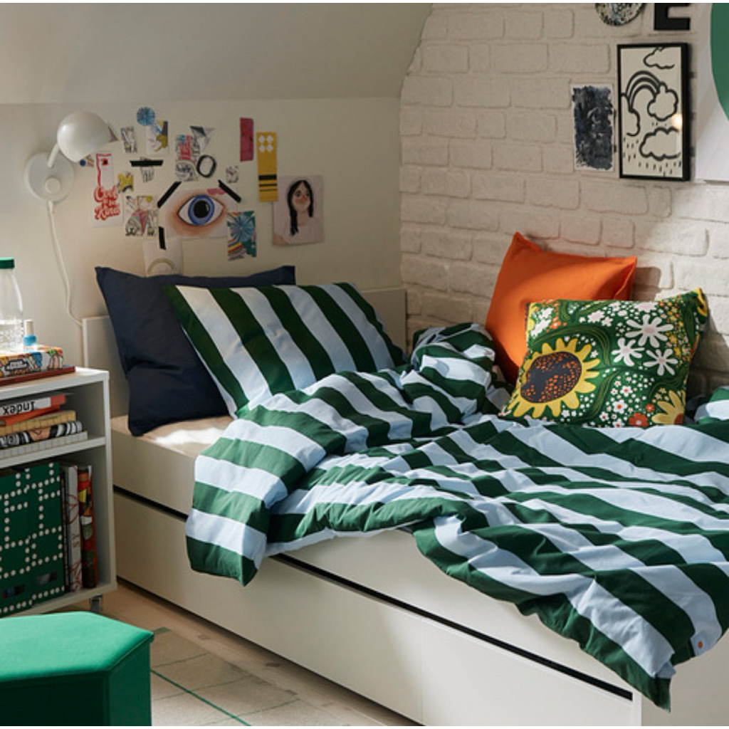 IKEA แท้!🛏️ ชุดปลอกผ้านวมและปลอกหมอน ลายทางสไตล์มินิมอล