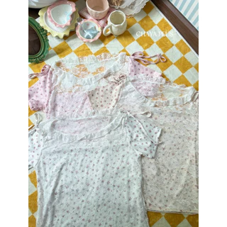 /LD/ เสื้อเลเยอร์สุดคิ้วท์ มีไซส์อก38-52 ด้านในผ้าร่องยืดลายดอก ด้านนอกลูกไม้ยืด นารักหวานๆ #สาวอวบอ้วน พลัสไซส์