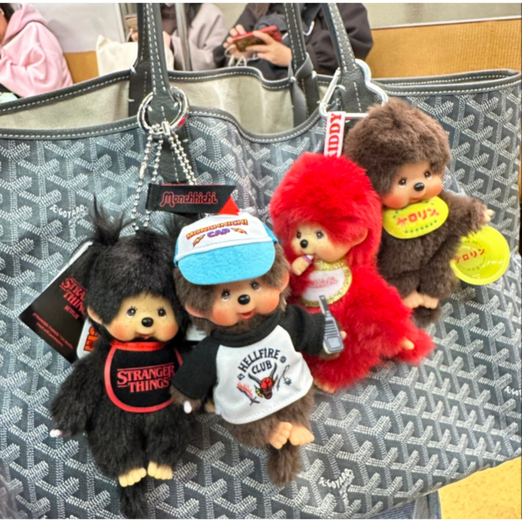 นำเข้าญี่ปุ่น Monchhichi Twin Ponytail Keychain พวงกุญแจตุ๊กตาแขวนกระเป๋า น่ารักสะสมได้