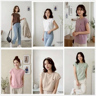 เสื้อยืดแขนในตัว ดีไซน์เรียบแต่โก้ ปักหัวใจมินิ♡น้อยๆ ที่หน้าอก น่ารักมาก💖💕