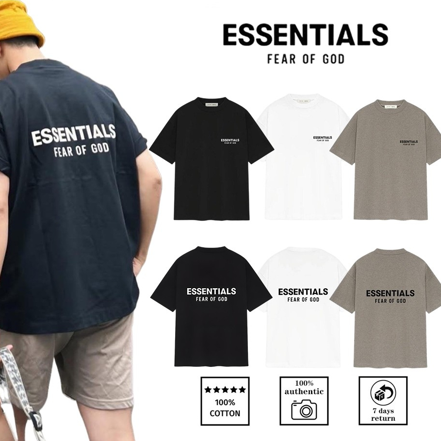 OUTLETS SS25 Fear of God Essentials Classic Short Sleeve Tee เสื้อยืดสไตล์เดียวกันสำหรับคู่รัก