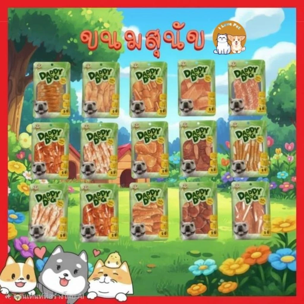 Daddy Dog ขนมสุนัข ปลาแซลมอน สันในไก่ 320-500 g
