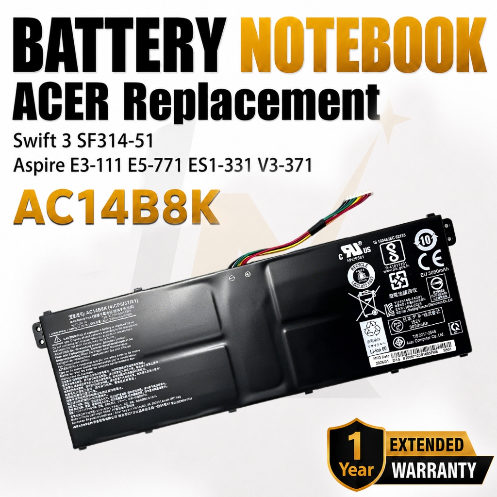 BATTERY compatible for ACER AN515-51 52 53 A515 A517 V3-371 SF314-51  แบตเตอรี่แล็ปท็อป REPLACEMENT 