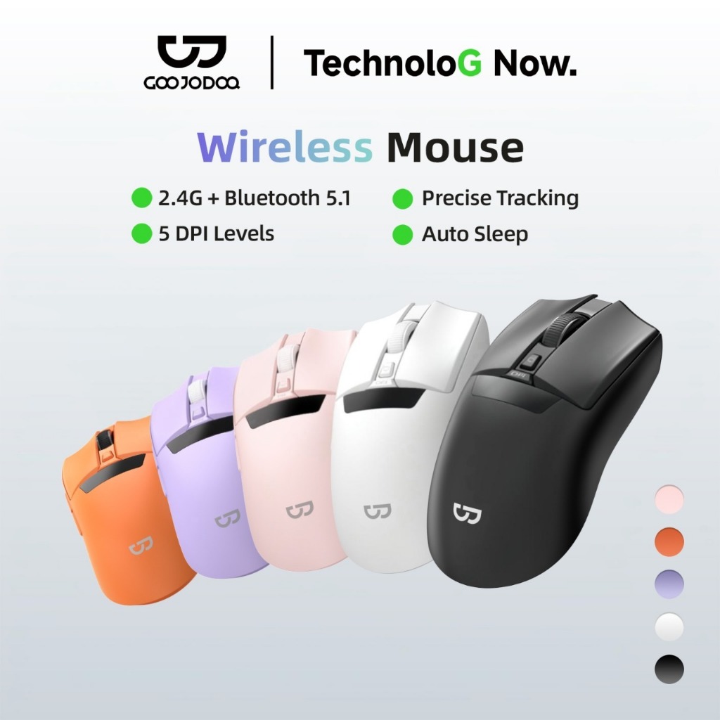 GOOJODOQ เมาส์ไร้สาย Mouse โหมดคู่ 3200dpi พร้อมจอแสดงผลพลังงาน ชาร์จไฟได้ ปิดเสียง