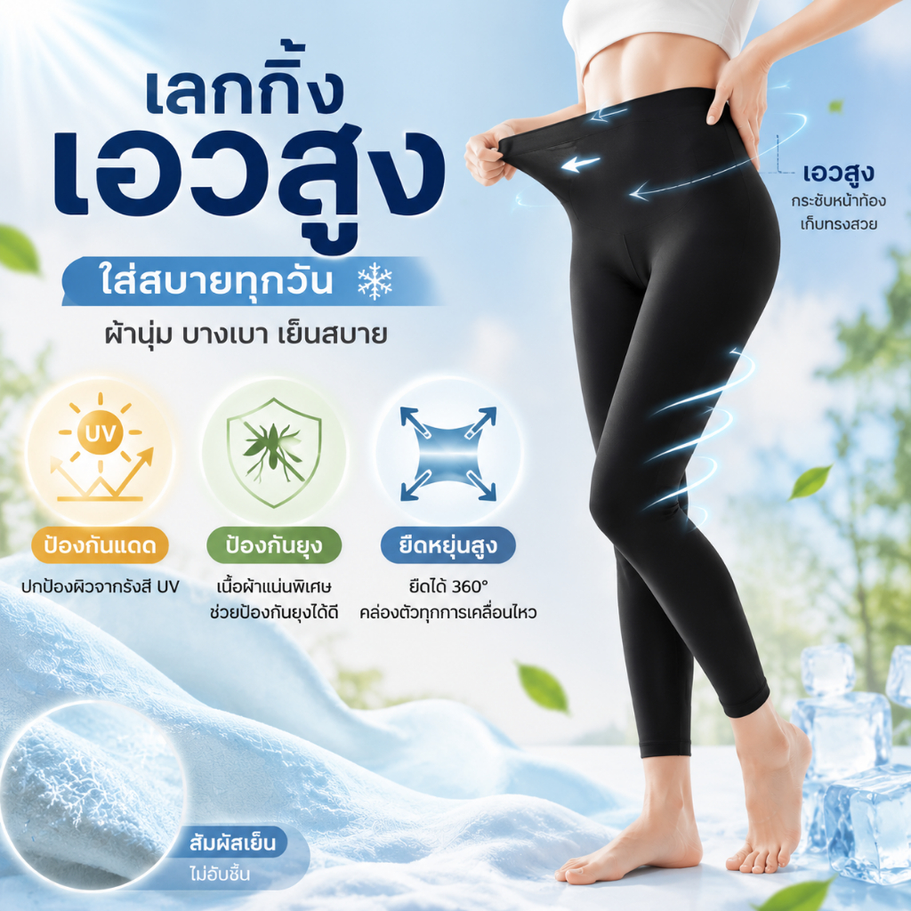 🍃กางเกงผู้หญิง🚗พร้อมส่งจากกรุงเทพฯ💧กันแดดกันยุงกางเกงโยคะและกางเกงออกกำลังกายผ้าเย็นบางเบา ใส่สบายน้ำหนักเบาช่วยพรางขาให
