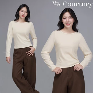 VILA I VL129 Courtney เสื้อเเขนยาวคอปาดผ้านุ่ม