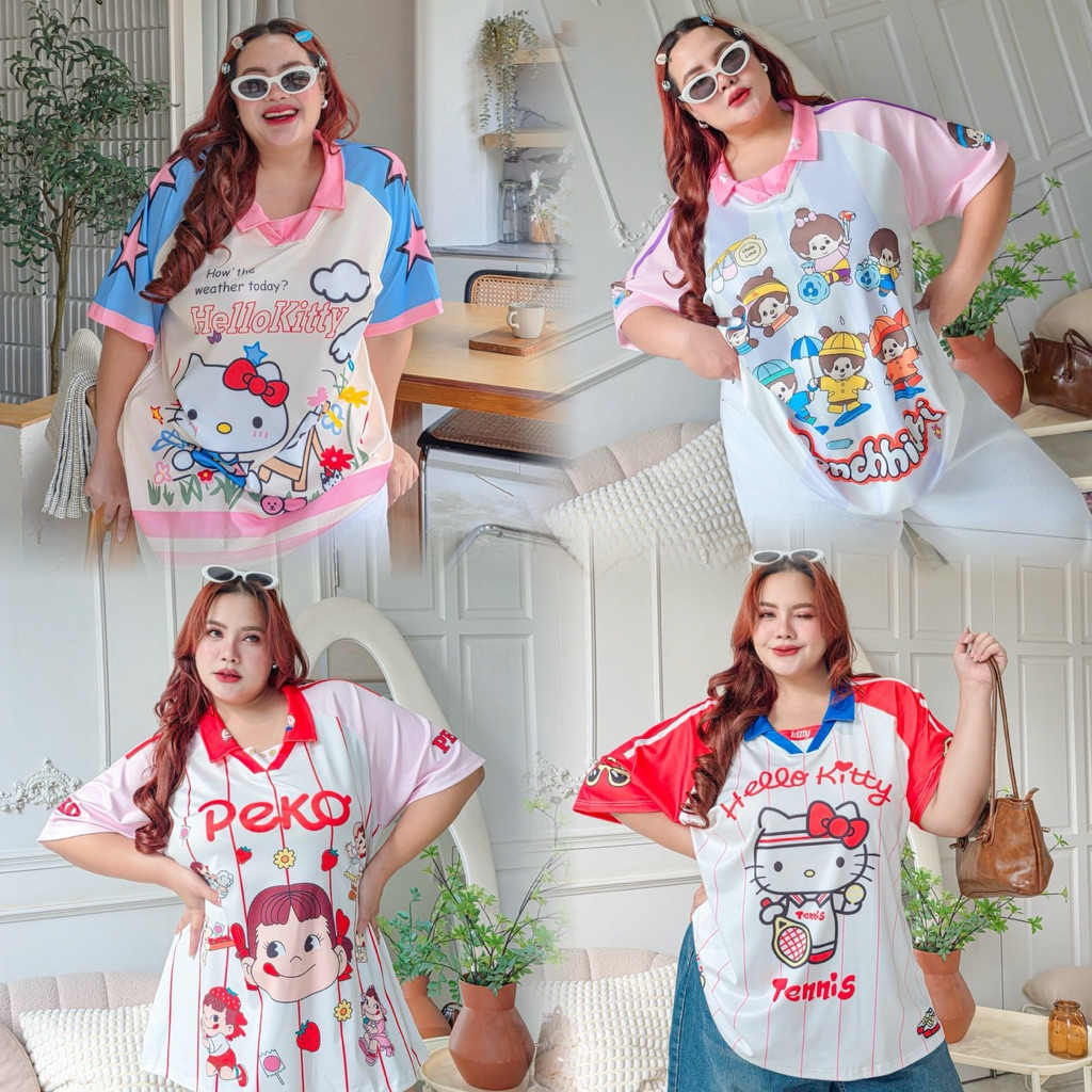 🛎️ >Cartoon OVP Shirt เสื้อคอวี คอปก ลายการ์ตูน