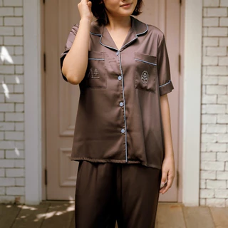 MUSLIN Timeless - Hot Fudge Silk Satin Pajamas [Basic collection]