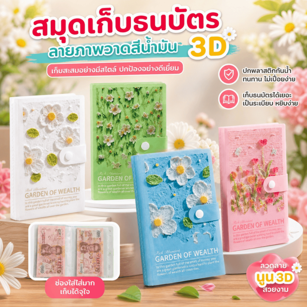 สมุดสะสมธนบัตรภาพวาดสีน้ำมัน 3 มิติ ขนาด A6 แบบแข็ง สำหรับเก็บเงิน จัดเก็บสะสมเงิน
