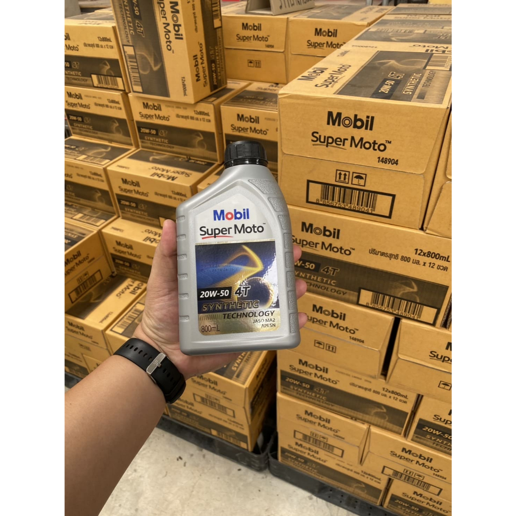 (ยกลัง 12) น้ำมันเครื่อง Mobil Super Moto 4T SYNTHEIC 800ml 20w50