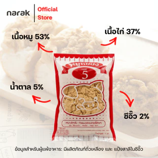หมูหยอง เบอร์ 5 (หมูผสมไก่) 1 กิโล 5 ซอง มาตรฐานโรงงาน เหมาะสำหรับทำเบเกอรี่