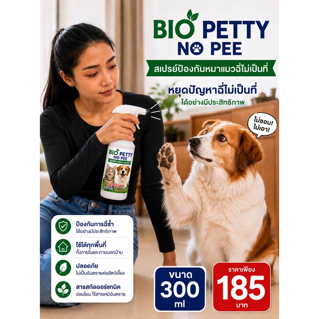 BIO PETTY NO PEE สเปรย์ป้องกันการฉี่ซ้ำ