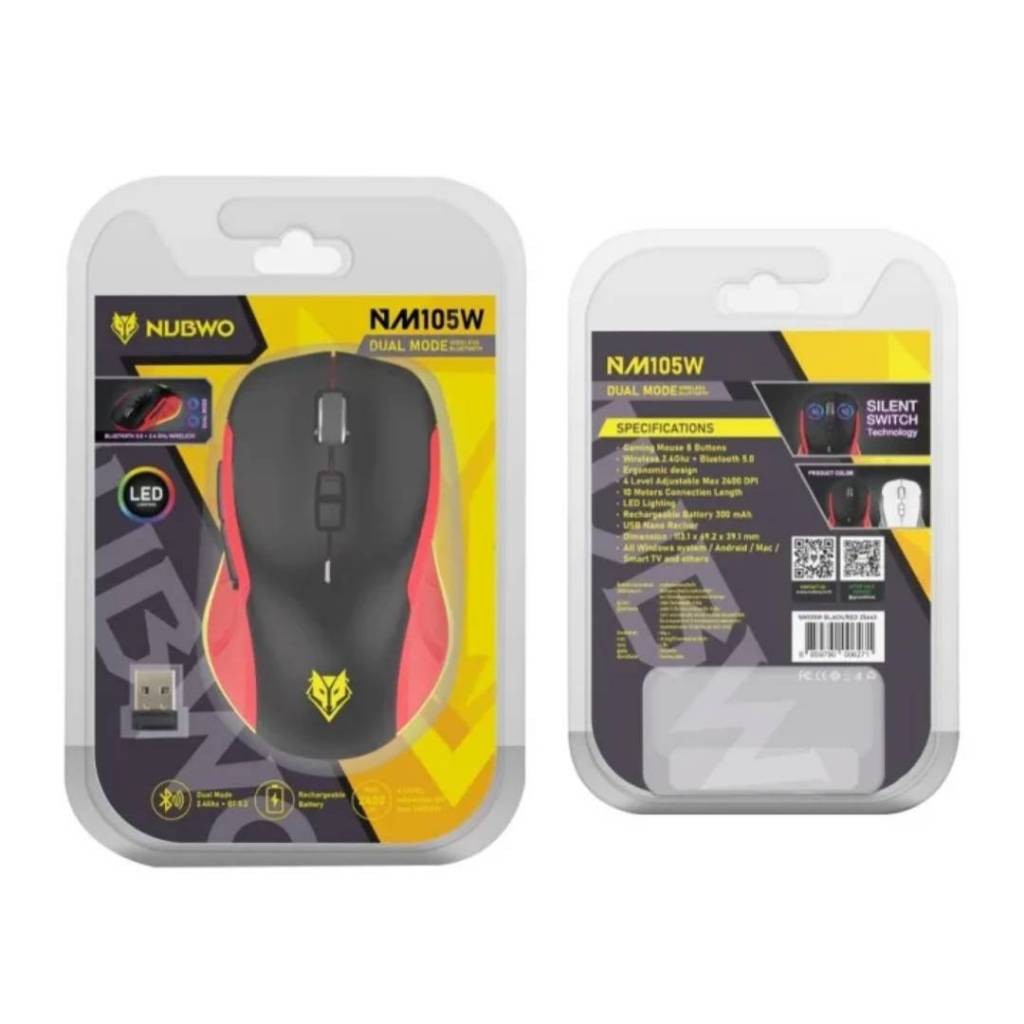 เมาส์ไร้สาย+ บลูทูธ NUBWO NM-105W Dual mode เชื่อมต่อผ่าน USB