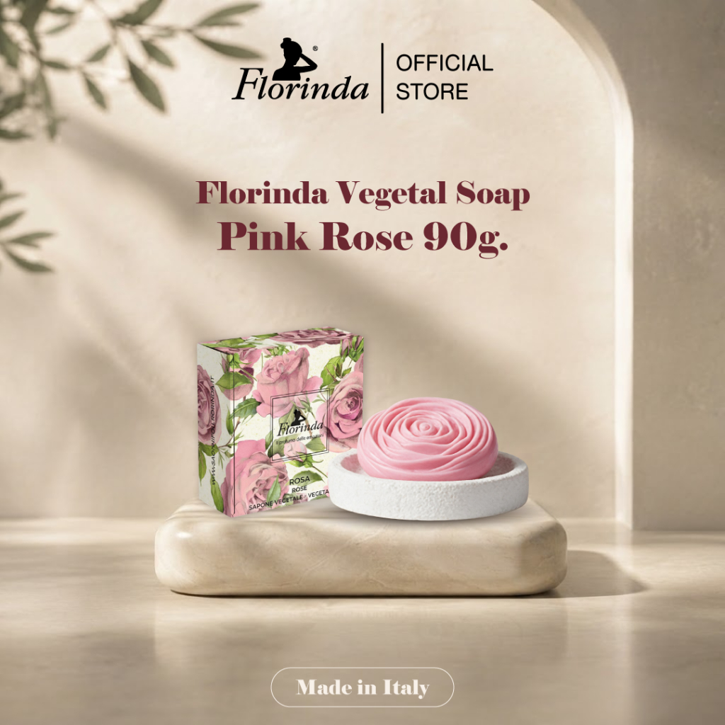 Florinda Vegetal Soap Pink Rose สบู่ก้อน กลิ่นกุหลาบชมพู 90g (10FR00056)