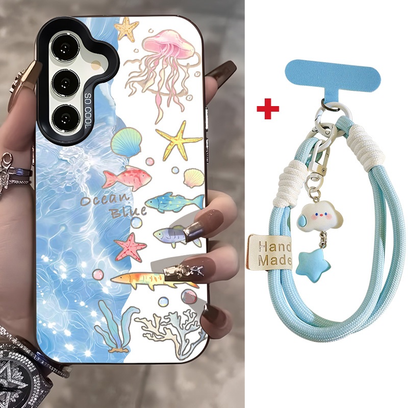 เคส For Samsung A07 A17 A57 A37 A56 5G A06 A16 A36 A55 5G A15 A26 A05S 4G A35 A54 A22 เคสโทรศัพท์ IMD +โซ่โทรศัพท์มือถือ