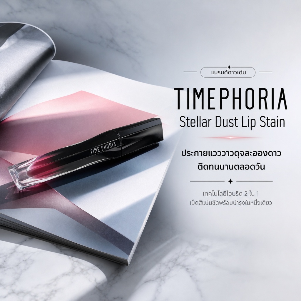 TimePhoria Stellar Dust ลิปสเตน 5ml สีสวยหลากหลาย ทาทับได้ กันน้ำ เนื้อนุ่ม