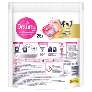 Downy ดาวน์นี่ เจลบอล ผลิตภัณฑ์ซักผ้าสูตรเข้มข้น กลิ่นการ์เด้น บลูม ถุงเติม25ก้อน 444 กรัม