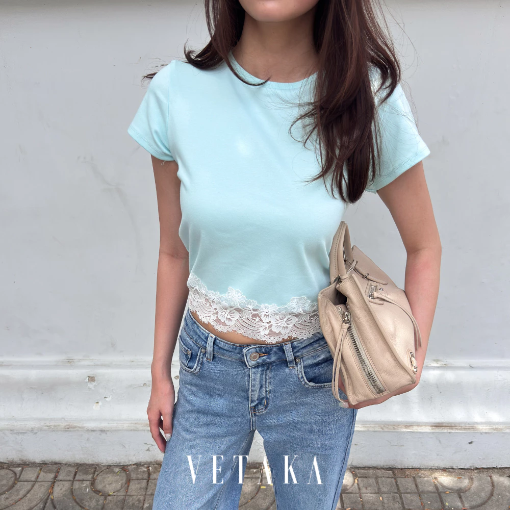 VETAKA Lace Baby tee เสื้อยืด แต่งชายลูกไม้