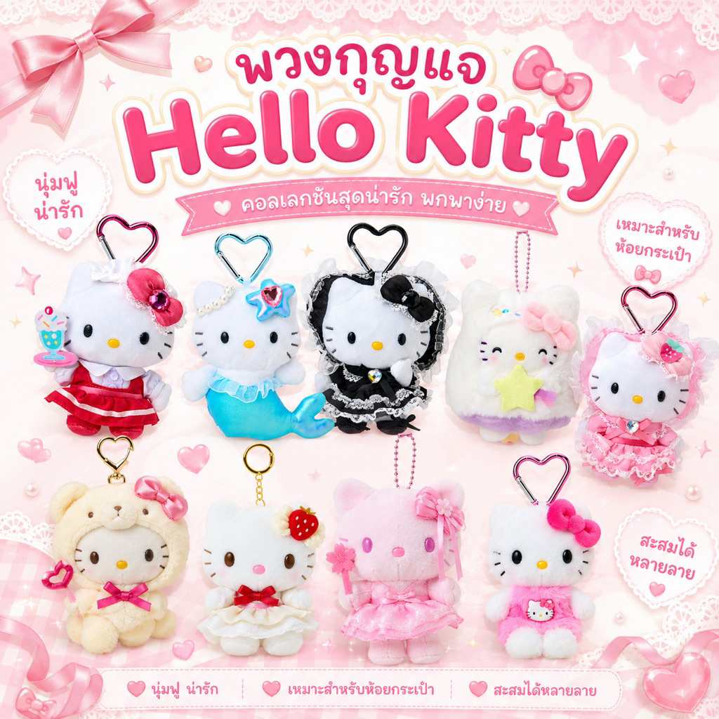 🥧 พวงกุญแจ Kitty Sanrio Japan ของญี่ปุ่น พร้อมส่ง 💖 ꔛ คิตตี้ ซานริโอ้ ของแท้
