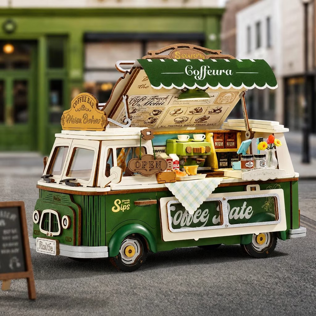[พร้อมส่ง] Rolife Leo’s Coffee Truck TGS07 โมเดลไม้ DIY 3D Puzzle ประกอบเอง ร้านกาแฟจิ๋ว ของแต่งบ้าน English Version