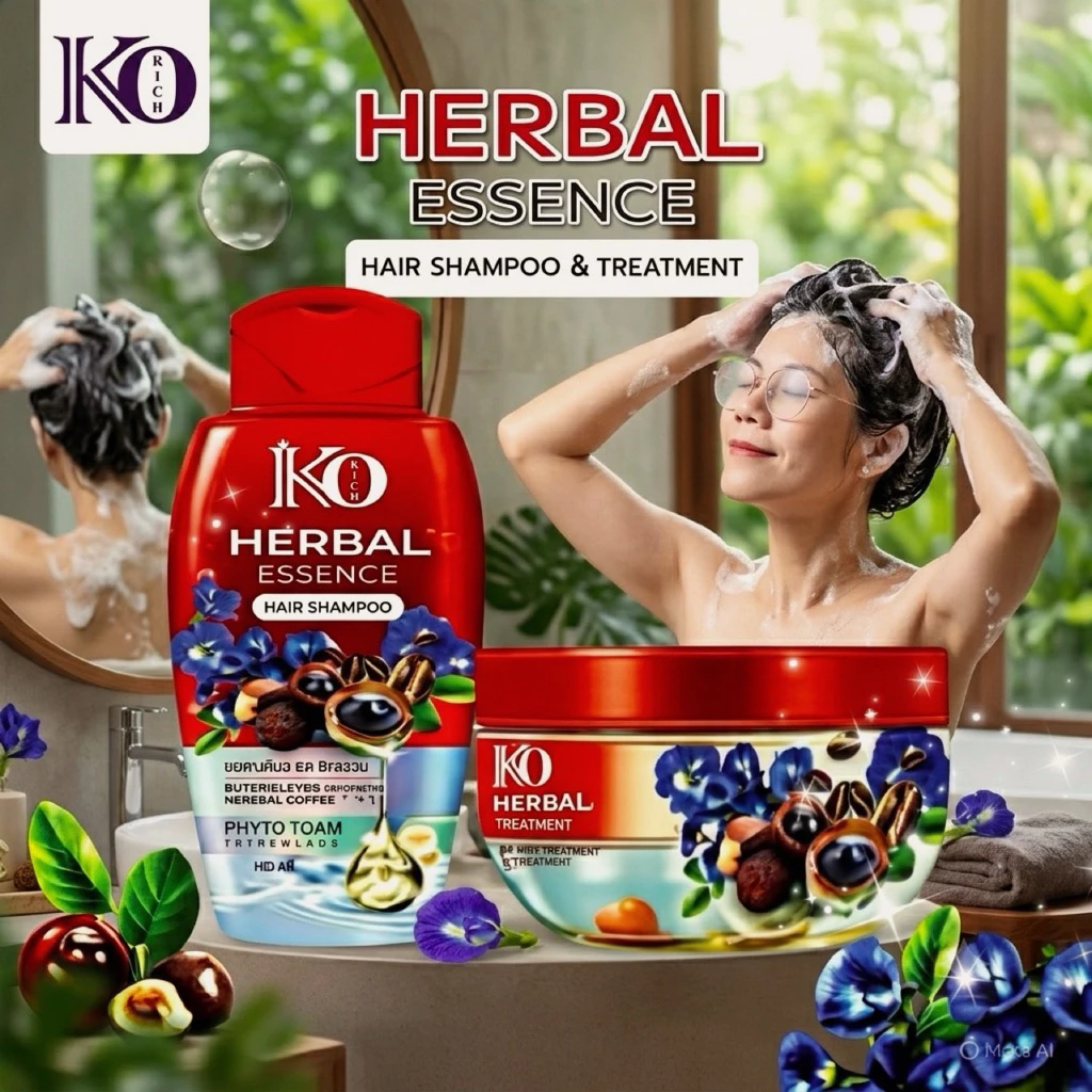 (พร้อมส่ง_มีแยกขาย) แชมพู ทรีทเม้นท์ เคโอริช สูตรเฮอร์เบิลสมุนไพร (Herbal Essence KO Rich)
