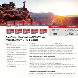 Sandisk Ultra Micro SD Card 128GB Speed 140MB/s, 256GB ,512GB Class10 A1Speed 150MB/s SDXC(SDSQUAC)