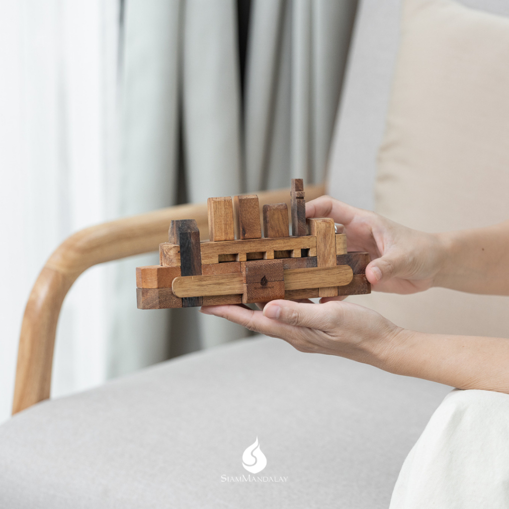 SiamMandalay Wooden Puzzles Bateau 8" เกมไม้ปริศนารูปเรือ ของเล่นไม้ฝึกสมอง ของตกแต่งบ้าน ของขวัญแฮนด์เมด