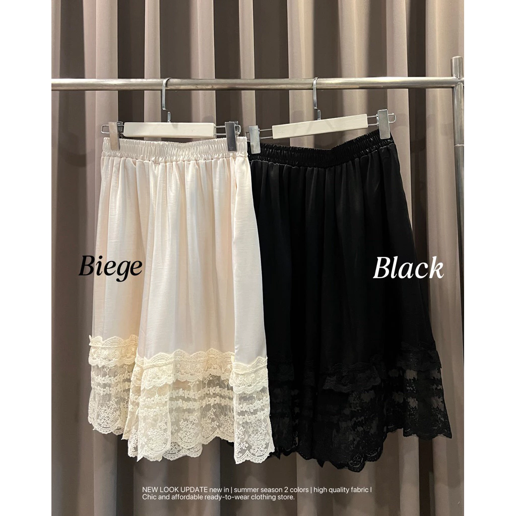 25SUMMER P44 - Knee-lenght satin short กางเกงซาติน