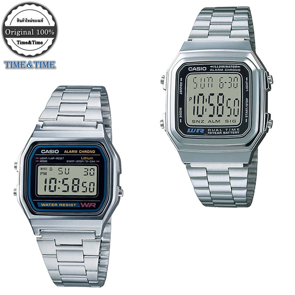 Casio Standard นาฬิกาข้อมือ สายสเตนเลส รุ่น A158WA-1DF, A178WA-1ADF
