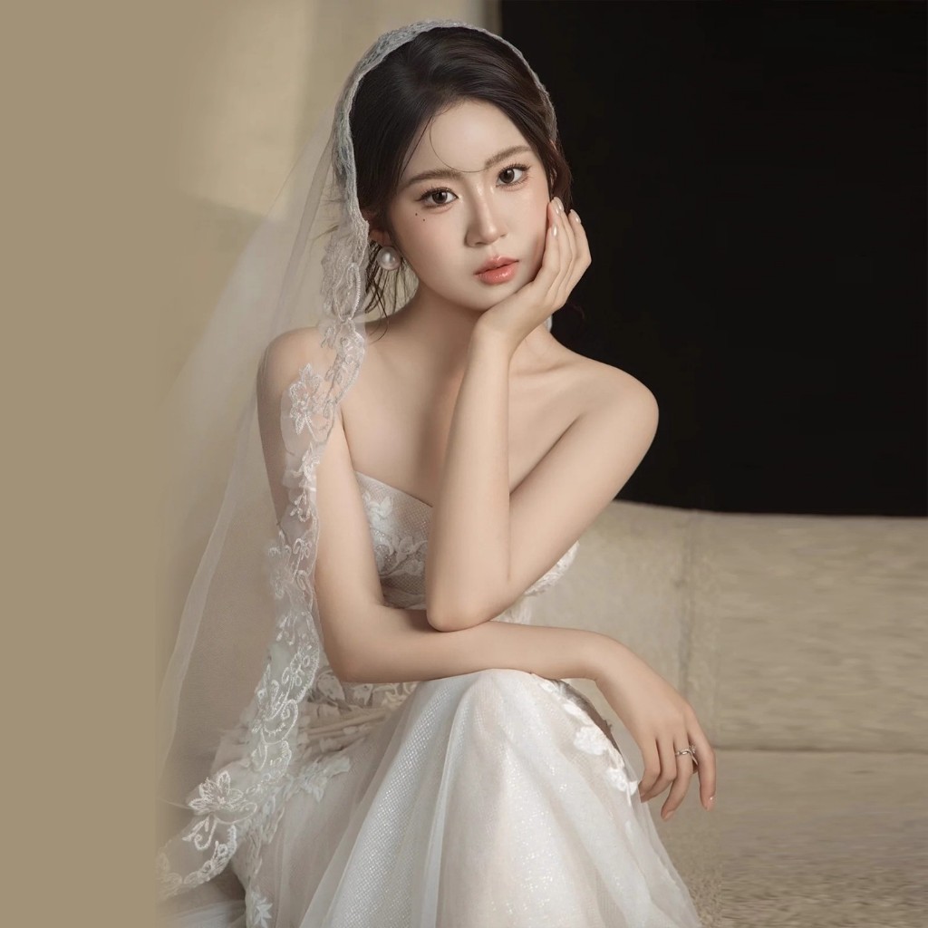 พร้อมส่งจากไทยเวลเจ้าสาวขอบลูกไม้ความยาว3เมตรแบบผ้าคลุมหน้ รูปที่ 5