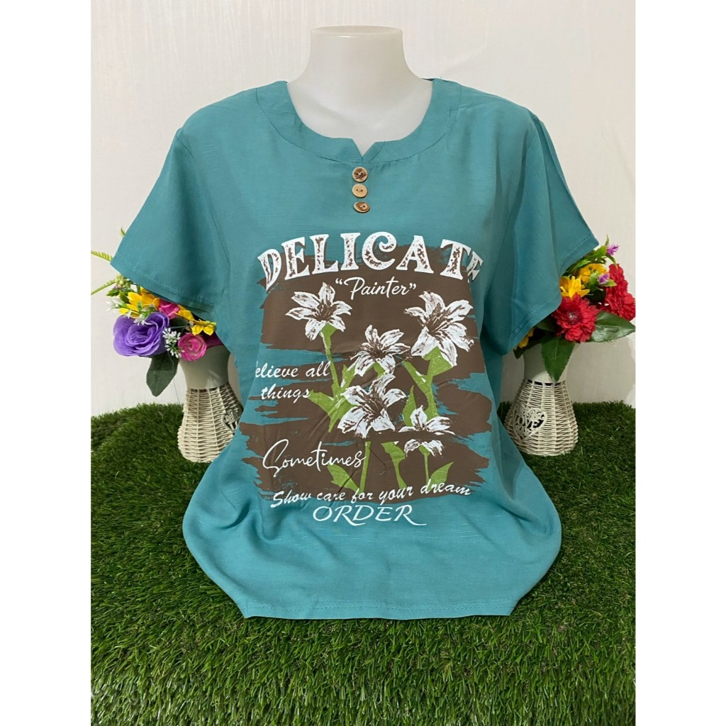 เสื้อลายดอก เสื้อสงกรานต์ ผ้าสปัน เสื้อคุณแม่ ลายดอก รอบอก 38-44 นิ้ว รุ่น001-12