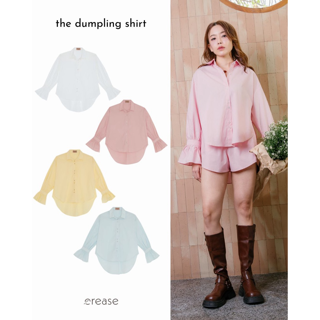 crease the dumpling shirt เสื้อเชิ้ตแขนจีบ