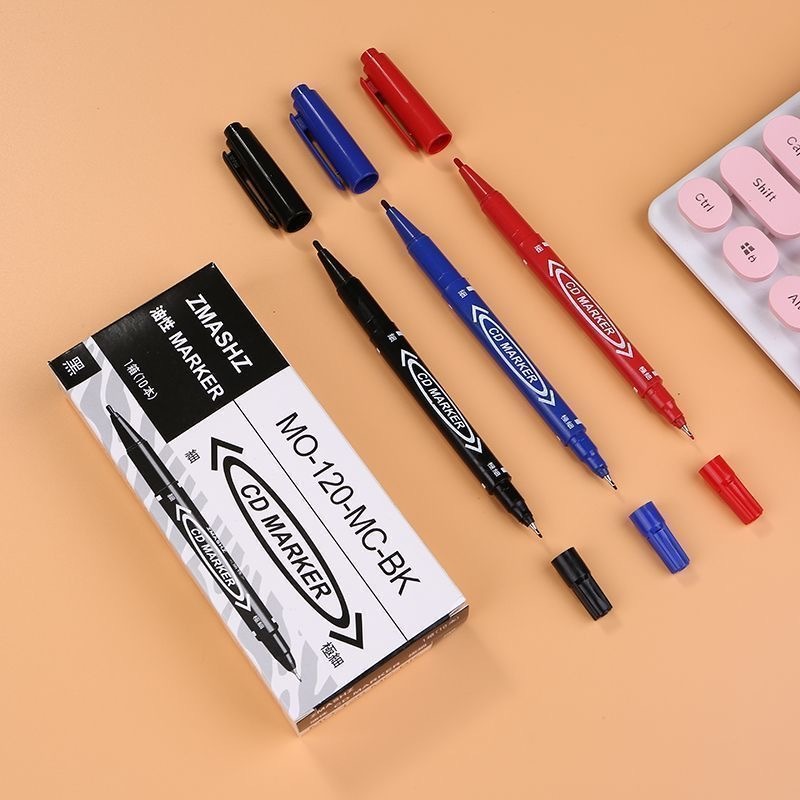 ปากกาเขียนซองไปรษณีย์ ปากกากันน้ำ 2 หัว ปากาเขียนCD ปากกาMarker