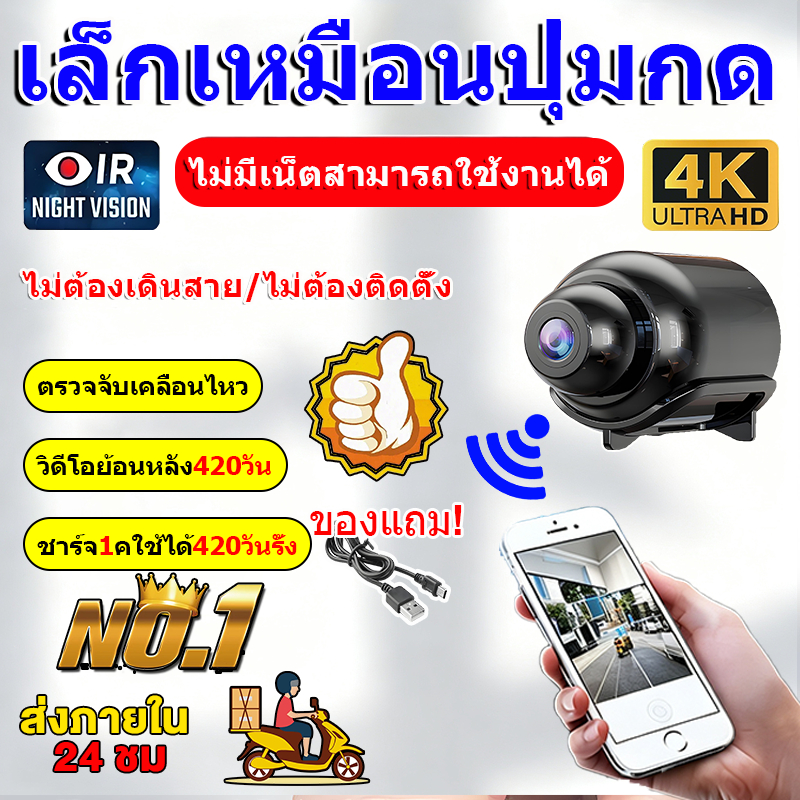 【ชาร์จ1คใช้ได้365วันรั้ง】 4k กล้องวงจร ไร้สาย ก้องวงจรปิด วงจรปิด กล้อง 4k กล้อง wifi