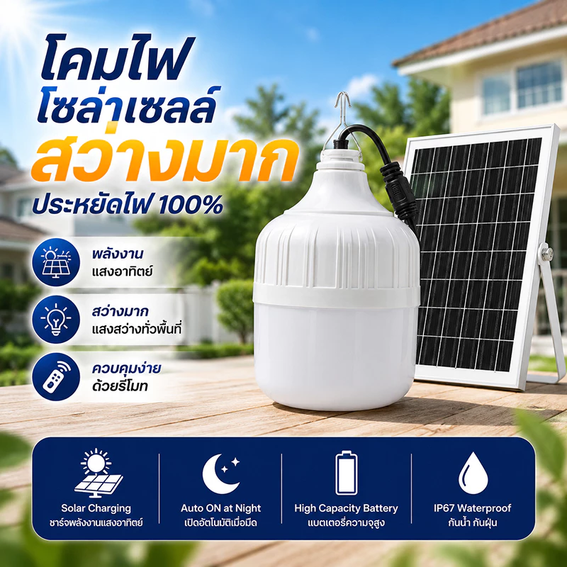 ไฟโซล่าเซลล์ 950000W LED พกพา กันน้ำ thumbnail 6