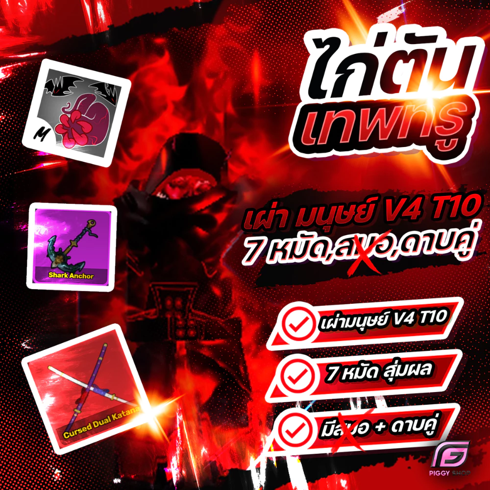 การ์ดBloxfruit สีคมชัด ไก่ตัน 7หมัด + เผ่ามนุษย์ V4 T10 + ดาบคู่ ของตึงสุดๆ!!!