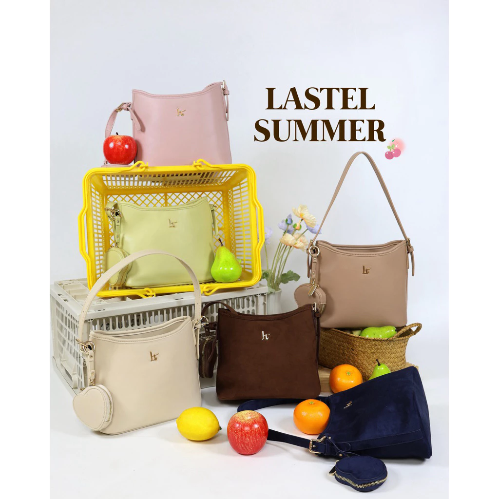 ขายดี LASTEL กระเป๋าทรงถังรุ่น Summer สะพายได้2แบบ ฟรีใบหัวใจ