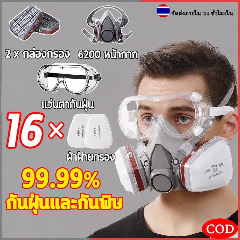🔥แถมสำลีกรอง 15 ชิ้น🔥หน้ากากกันสารเคมี จัดชุด หน้ากากกันแก๊ส หน้ากากพ่นยา หน้ากากกรองฝุ่น สารเคมี สารกําจัดศัตรูพืช