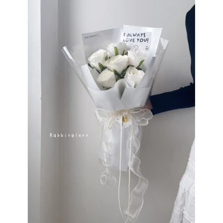 💐𝓦𝓱𝓲𝓽𝓮 𝓻𝓸𝓼𝓮 𝓫𝓸𝓾𝓺𝓾𝓮𝓽💐🌹ช่อกุหลาบขาว 6 ดอก 🌿ดอกไม้ผ้าเกรดพรีเมียม สวยเหมือนจริง⚘️