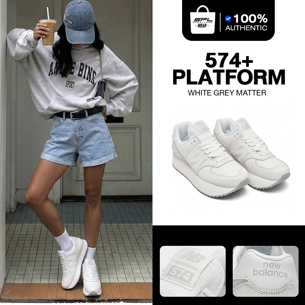 New Balance รองเท้าผ้าใบ รองเท้าแฟชั่น NB W 574 White Grey Matter WL574ZFW (4000)