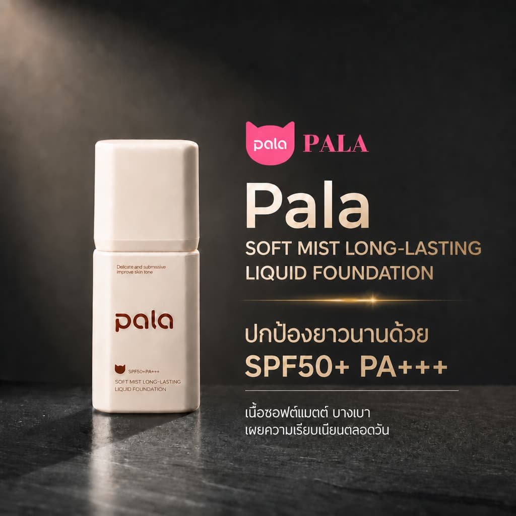 PALA Soft Mist รองพื้นกันแดด SPF50 PA+++ 30g เนื้อเบาสบาย กันน้ำ ติดทนนาน ไม่ก่อให้เกิดสิว