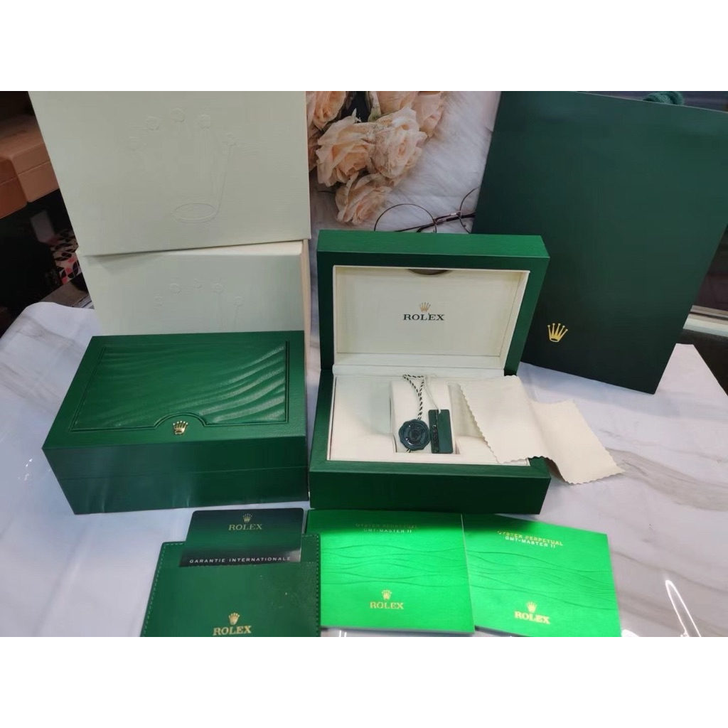 กล่องไม้ใส่นาฬิกา Rolex Box Full Set พร้อมคู่มือ การ์ด ผ้าเช็ด ถุงกระดาษ กล่องพรีเมียม