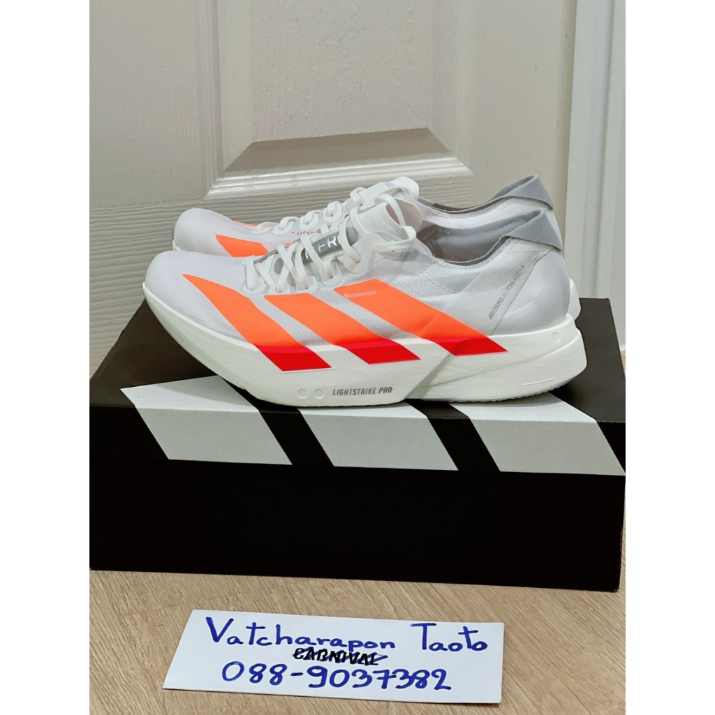 [ PREORDER ] รองเท้าวิ่ง Adizero Adios Pro 4 White Lucid Orange JR7088 มือ1 ของแท้ 100%