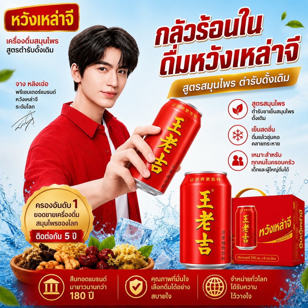 จับเลี้ยง หวังเหล่าจี๋ 王老吉 (Walovi) เครื่องดื่มสมุนไพรจับเลี้ยงสูตรดังเดิมของจีน (ขนาด310ML.)